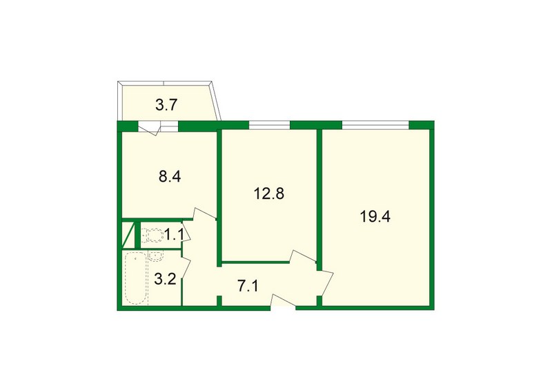 121 планировка 2 комнатной квартиры